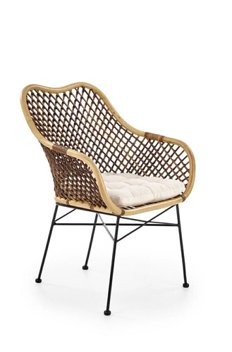 Ratanová jídelní židle Mauri boho s područkami do jídelny a obýváku hnědá Intesi