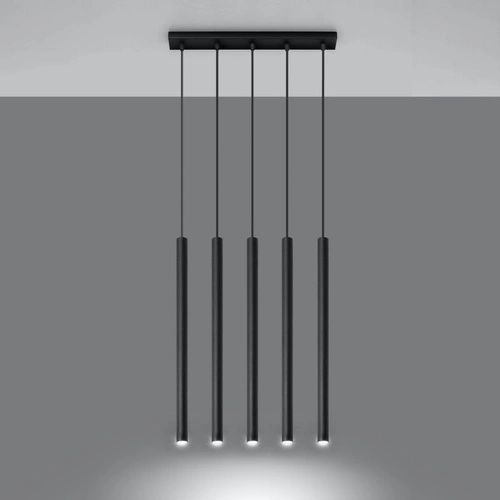 Závěsné svítidlo Pastelo 5 černé moderní do obýváku a nad stůl Sollux Lighting