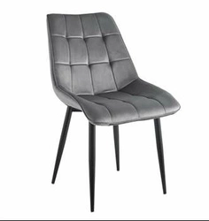 Jídelní židle Poly Intesi čalouněná světle šedý samet moderní s černými nohami