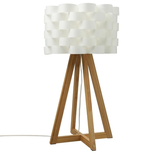 Noční lampička do ložnice Moki bílá bambusová moderní stolní lampa Atmosphera 30,5 cm