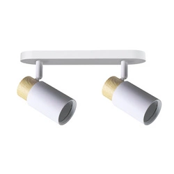 Stropní svítidlo Claro bílé s dřevem, nastavitelná do obýváku a kuchyně, moderní dvoubodová