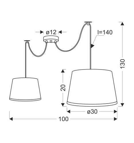 Gillo závěsná lampa černá 2x40W E27 stínidlo černé