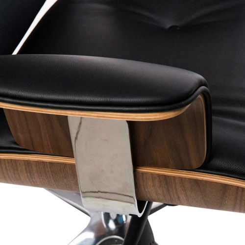 Ergonomická kancelářská židle VIP Exclusive Home černá kožená s podnožkou otočná D2.DESIGN