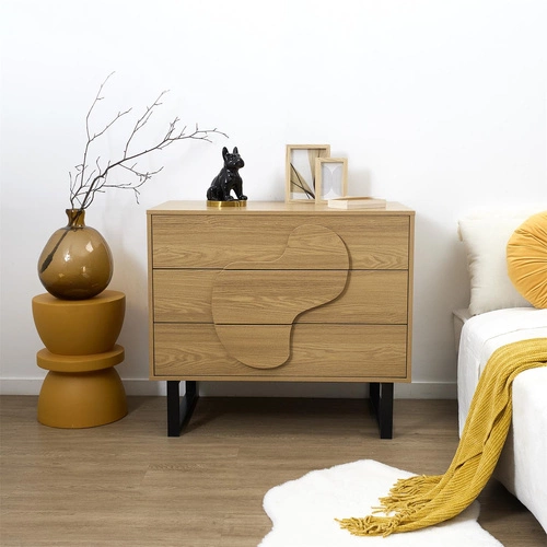 Moderní komoda Calypso se 3 zásuvkami dub artisan a černá do ložnice 120 cm