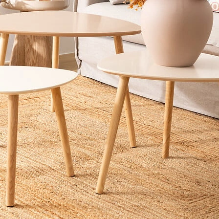 Sada 3 konferenčních stolků Mileo S dřevěných béžových skandinávských do obýváku Atmosphera