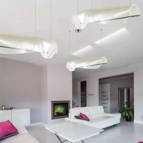 Závěsné LED svítidlo Cortina no. 2 moderní chromované do obýváku a jídelny, výškově nastavitelné