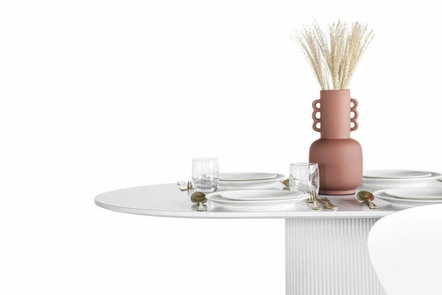 Jídelní stůl Maxim bílý oválný moderní na jedné noze 120x70 cm Intesi