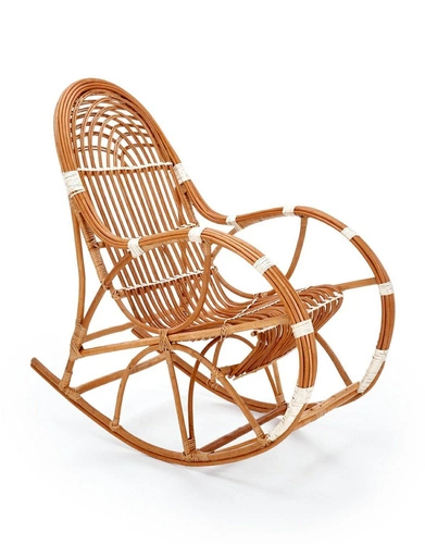 Houpací křeslo Kalma ratanové boho do obýváku a na terasu přírodní retro pohodlné