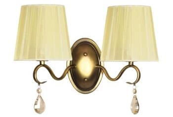 Nástěnné svítidlo Fiesta zlaté glamour s dvojitým stínidlem do obýváku a ložnice CANDELLUX