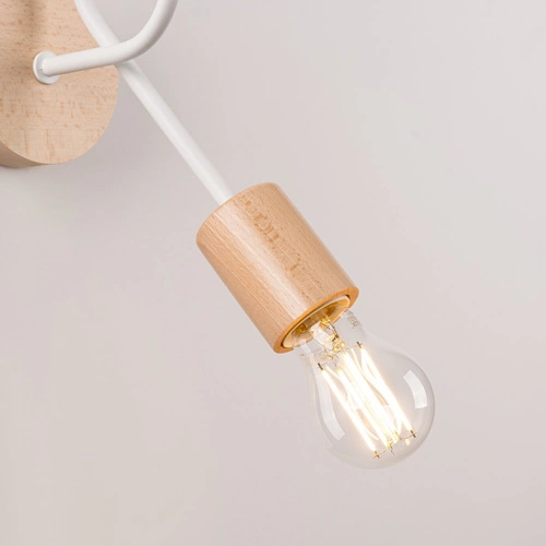 Moderní bílá dřevěná nástěnná lampa do obýváku a ložnice EMBER Sollux Lighting