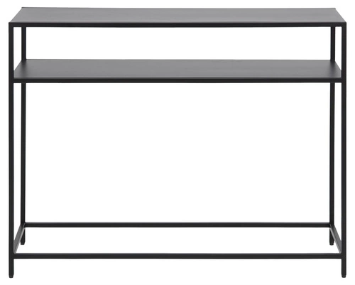 Newcastle II černá kovová konzole s policí moderní industriální do obýváku nebo předsíně