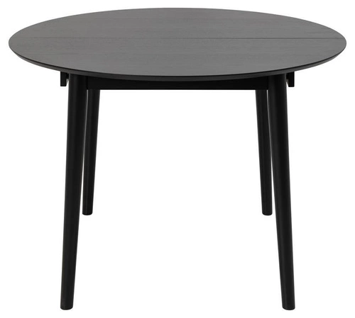 Rozkládací kulatý jídelní stůl Montreux černý moderní do jídelny a obýváku Actona 115–154 cm