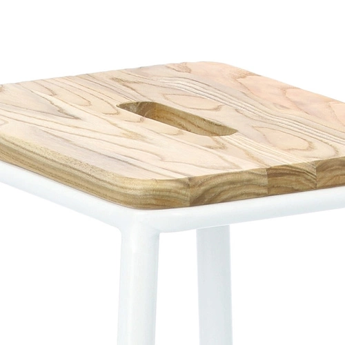 Barová stolička Seattle White 66 cm dřevěná bez opěrky do kuchyně a jídelny bílá Intesi