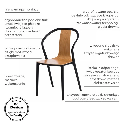 Židle Bella černá/přírodní