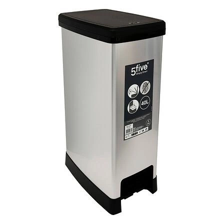 Kuchyňský odpadkový koš 40 l slim s pedálem a tichým zavíráním černý