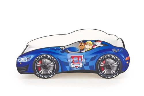 Dětská postel Psí dobrodružství s matrací a vícebarevným LED osvětlením do dětského pokoje