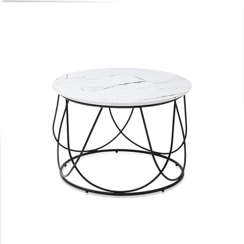 Kulatý konferenční stolek Jenna bílý mramor 60 cm moderní glamour do obýváku Intesi