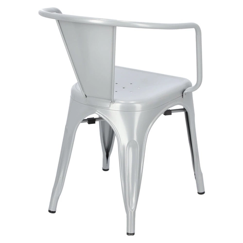 Kovová židle Paris Arms šedá do jídelny a kuchyně s područkami ve stylu Tolix