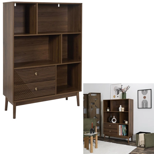 Knihovna se zásuvkami Tiffany, skandinávský ořech, 100 cm Intesi