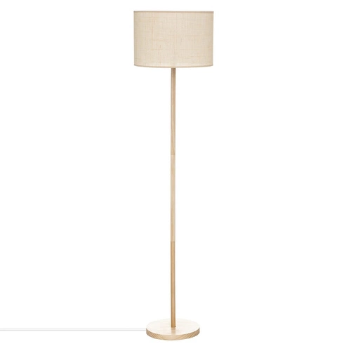 Stojací lampa do obýváku boho Della 149 cm béžová dřevěná borovice s látkovým stínidlem Atmosphera