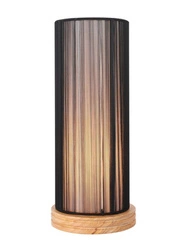Stolní lampa glamour Kioto černá dřevěná s látkovým stínidlem do obýváku a ložnice Ledea 33 cm