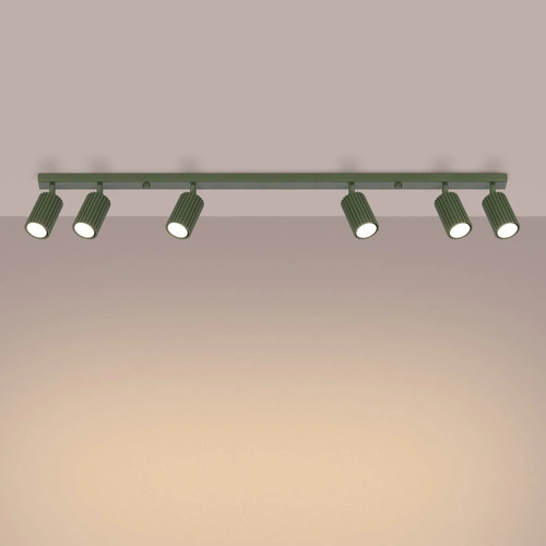 Stropní svítidlo KARBON 6L olivově zelené minimalistické do obýváku s nastavitelným stínidlem