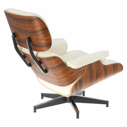 Otočná kožená lounge křesla Vip do obýváku s podnožkou moderní bílá