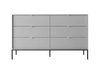 Komoda Delicious 6 zásuvek šedá moderní s rýhovaným povrchem na nohách do obýváku 154 cm Intesi