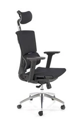 Ergonomická kancelářská židle Rivkin černá síťovaná otočná s opěrkou hlavy a nastavitelná Intesi
