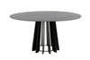 Kulatý jídelní stůl Tavle 145 cm černý moderní na jedné noze dub NORDIFRA