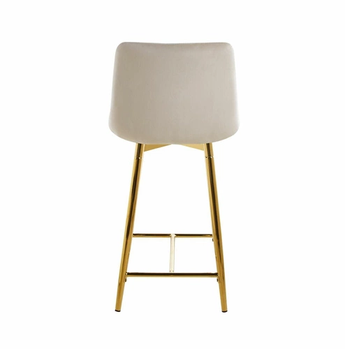 Barová židle Poly Low béžová sametová se zlatými nohami glamour do kuchyně Intesi