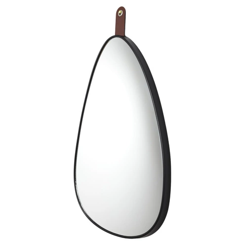 Nerovné zrcadlo Chigago černé s držákem na zeď do předsíně nebo ložnice