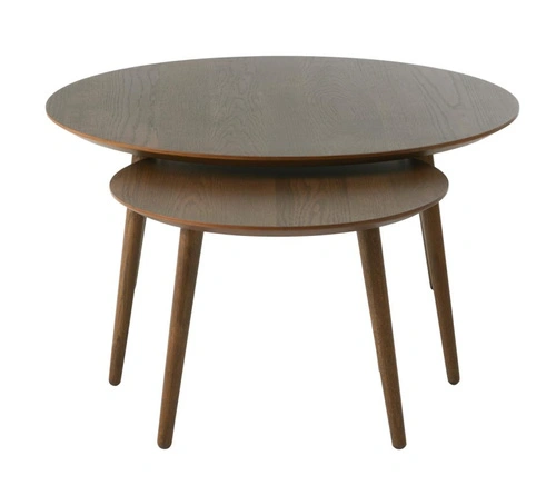 Sada 2 kulatých dubových konferenčních stolků Adda do obýváku