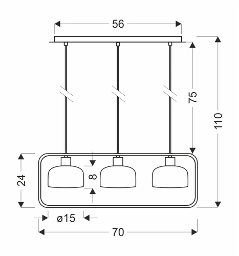 Závěsné svítidlo Zodiac moderní skleněné černé 3bodové do obýváku a nad stůl
