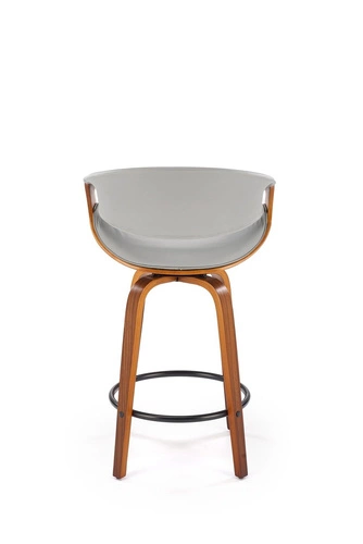 Barová židle Analis industriální čalouněná s opěrkou a područkami do kuchyně šedá/ořechová