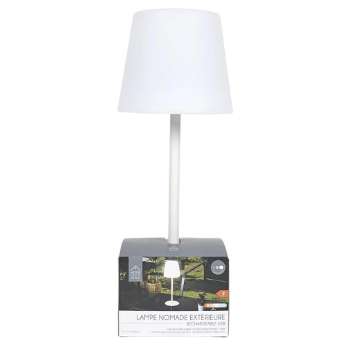 Intesi moderní bílá stolní LED lampa USB bezdrátová do obýváku a na terasu