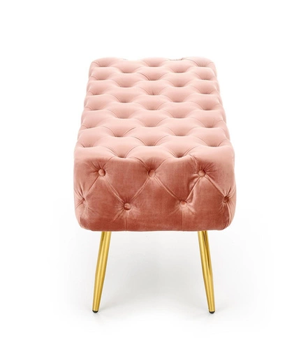 Růžová sametová lavice glamour Nate se zlatými nohami do předsíně a ložnice