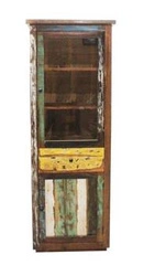 Dřevěná vitrína Bayang do obýváku a jídelny orientální se sklem na alkohol Intesi 180 cm