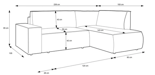 Rohová rozkládací pohovka Molde L levá manšestrová béžová do obýváku s úložným prostorem