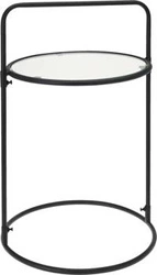 Efin kulatý konferenční stolek se skleněnou deskou na černé kovové podnoži moderní do obýváku