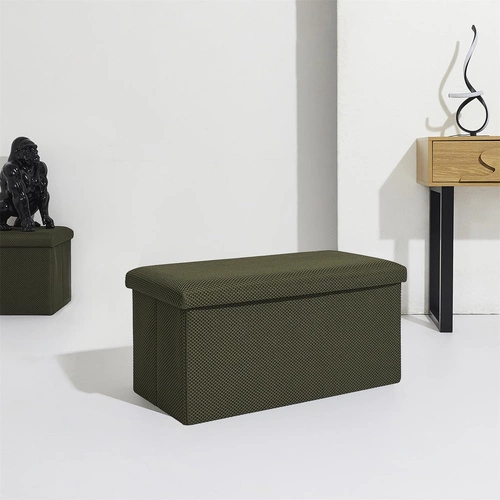Obdélníková taburetka s úložným prostorem Velse Atom Intesi moderní skládací do předsíně khaki 76 cm