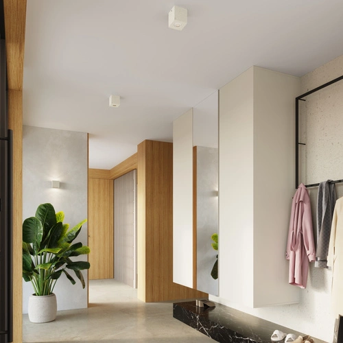 Betonové čtvercové stropní svítidlo QUAD béžové industriální do kuchyně a obýváku SOLLUX