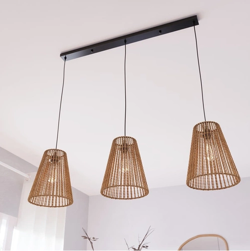 Trojitá závěsná lampa Giada přírodní