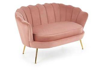 Růžová sametová dvoumístná pohovka Florencja glamour do obýváku se zlatými nohami Intesi
