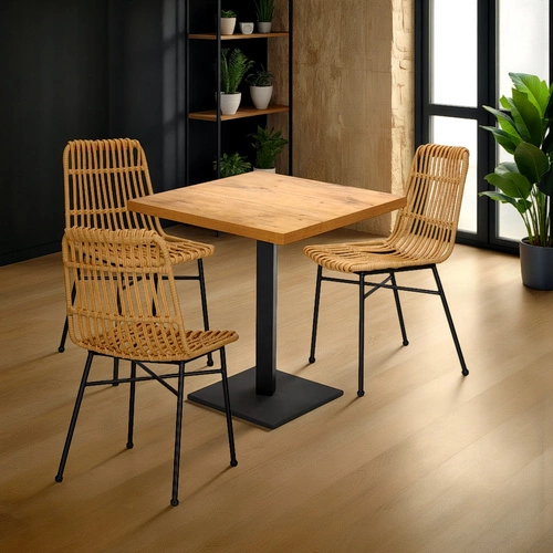 Zahradní křeslo Surabaya boho z technoratanu, přírodní s černými nohami Intesi