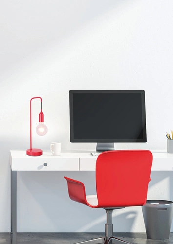 Kovová noční lampička Laren červená industriální do ložnice a na stůl Ledea 46 cm