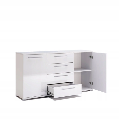 Komoda Flory bílý lesk 150 cm se zásuvkami moderní do obýváku Intesi