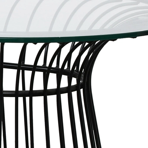 Ombra oválný konferenční stolek se skleněnou deskou na černé kovové podnoži loftový do obýváku Intesi