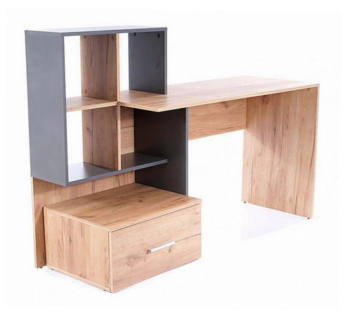 Moderní psací stůl s policemi a zásuvkou Garos 2 dub wotan antracit pro práci a studium