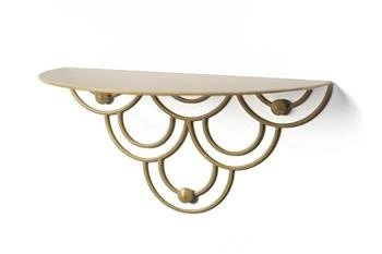 Kovová nástěnná police zlatá Husk POLYHEDRA moderní police na knihy do obýváku